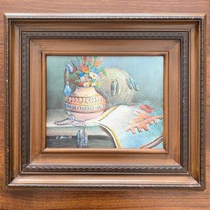 Vintage Native American Pottery, Beadwork, Quillwork Oil Painting By C. Benolt